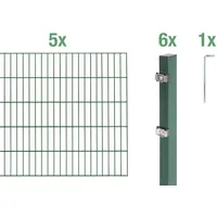 GAH Alberts Alberts Komplettset Doppelstabmattenzaun Grün, 2 m Matten, Höhe 80 - 200 cm, Länge 4 - 30 m