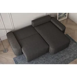 moeblo Ecksofa Lisbon – Ottomane beidseitig montierbar, Ecksofa aus Bouclé, Couch für Wohnzimmer, Schlafsofa Sofagarnitur Sofa Eckcouch L-Form,... - Schwarz