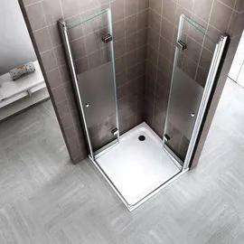 iflair i-flair Eckdusche mit Falttür links 100 x 75 cm teilsatiniert 6 mm Sicherheitsglas DK99