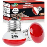 LUCKY HERP Reptilien Infrarotlampe Wärmelampe, Rotlichtlampe Wärmelampe Terrarium 25W 2 Stück, E27 Terrarium Heizung Lampe für Reptilien, Schildkröten, Chamäleons, Eidechsen