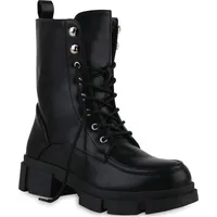 VAN HILL Damen Schnürstiefeletten in Schwarz,