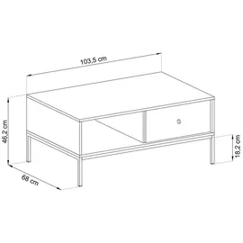 Selsey Monne - Wohnzimmertisch Couchtisch mit Schublade, Beige, Holzwerkstoff, Rechteckig, 104x46x68 cm,