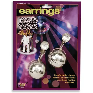 Bristol Novelty BA576 Disco-Kugel Ohrringe, silber