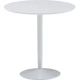 KADIMA DESIGN Moderner Hochglanz Esstisch für 2 Personen, Trompetenförmiges Standbein, Weiß, 75x75x74 cm