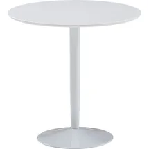 KADIMA DESIGN Moderner Hochglanz Esstisch für 2 Personen, Trompetenförmiges Standbein, Weiß, 75x75x74 cm