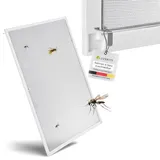 Juskys Fliegengitter für Fenster mit Alu Rahmen 80 x 100 cm - Montage ohne Bohren - zum Einhängen - Insektenschutz Mückenschutz Fliegenschutzgitter - weiß