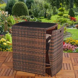 MuCoLa 3er Set Sitzhocker Tisch Aus Poly Rattan In Braun Sitzgarnitur