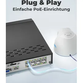 Reolink Überwachungskamera Set Outdoor, 4X 8MP PoE Dome Überwachungskamera+8CH 2TB HDD nvr, Personen-/Fahrzeugerkennung, 30m Nachtsicht, 24/7