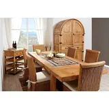 1a Direktimport Esstisch Mexico Möbel Esstisch - Pinie und Marmormosaik - massiv - verlängerbar braun