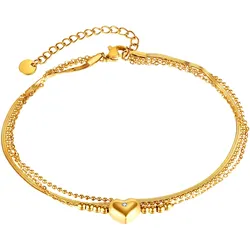 Fußkette FIRETTI "Schmuck Geschenk Edelstahl Körperschmuck Herzen Liebe", gold (gelbgoldfarben, kristallweiß, kristallweiß), Fußkettchen, Edelstahl, mit Zirkonia (synth.)