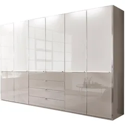 WIEMANN Kleiderschrank »Shanghai, luxuriöser Drehtürenschrank, Made in Germany, 2-farbig«, mit Glasfront, mehrere Breiten, Schubladen WIEMANN weiß/Kieselgrau