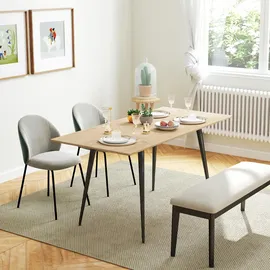 Homcom Esstisch ausziehbar 120/160 x 75 cm Küchentisch für 6-8 Personen, moderner Esszimmertisch mit Stahlbeine, Natur