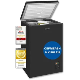 Exquisit Gefriertruhe, Kombigerät, 2-in-1, 99 Liter, Tiefkühltruhe, Kühlen, 4-Sterne-Gefrieren, Gefriertruhe klein, Gefrierkorb, GT100-050E schwarz