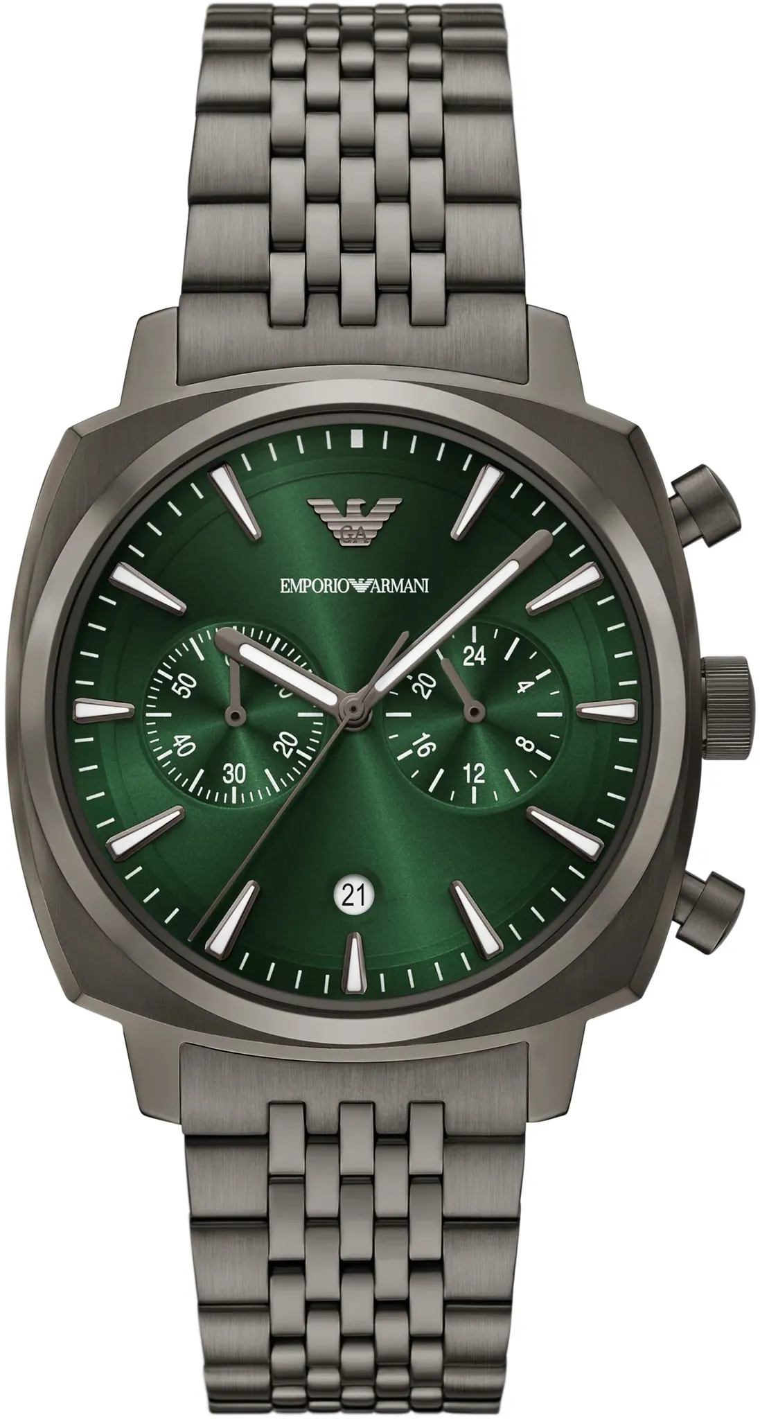 Chronograph EMPORIO ARMANI, grau (anthrazit, dunkelgrün), Armbanduhren, Herren, Chronograph, Quarzuhr, Armbanduhr, Herrenuhr, Edelstahlarmband, analog, Tag
