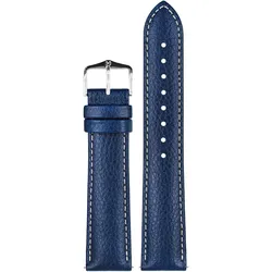 Hirsch 01502081-2-22 Lederband für Uhren Kansas L 22 mm Blau