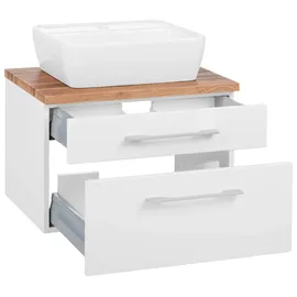 WELLTIME Waschbeckenunterschrank WELLTIME "Davos", weiß, B:60cm H:55cm T:47cm, Schränke, Waschbeckenunterschrank, Badmöbel, Waschtisch inkl. Waschbecken, Breite 60 cm
