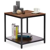 Relaxdays Beistelltisch Holz mit Metallgestell Hellbraun,Schwarz