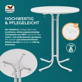 CASARIA Casaria® Stehtisch Ø80x110cm Weiß