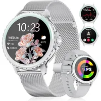 SUNKTA Smartwatch (3,4 cm, android ios), Smartwatch Damen mit HD Display Bluetooth Anruf Herzfrequenzmesser silberfarben
