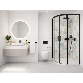 Deante Funkia Nero Halbrunddusche 90 x 90 cm rechts Schwarz/Transparent 5908212090312
