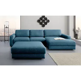 Home Affaire Ecksofa HOME AFFAIRE "Bloomfield, bequem und elegant, Breite 303cm, L-Form", blau (tepestry), B:303cm H:84cm T:176cm, 100% Polyester, Sofas, Ecksofa, wahlweise mit Bettfunktion und Bettkasten, Unser Dauertiefpreis