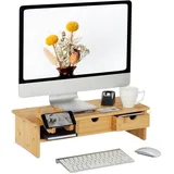 Relaxdays Monitorständer Bambus 54 cm x 23 cm x 14 cm natur