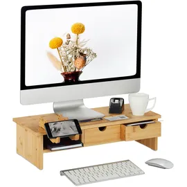 Relaxdays Monitorständer Bambus 54 cm x 23 cm x 14 cm natur