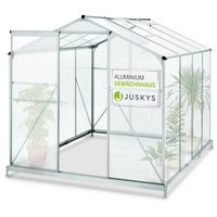 Juskys Aluminium Gewächshaus inklusive Fundament für Garten 4,75 qm 190 - 253 cm