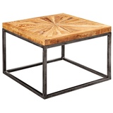 Wohnling Couchtisch Mango Massivholz 55x40x55 cm Tisch mit Metallgestell Wohnzimmertisch Quadratisch im Industrial Design Massiver Sofatisch