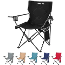 KINGCAMP Camping Stuhl Tanger Faltstuhl XL Strand Klappstuhl Leicht Stahl 100 kg Farbe: black