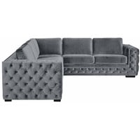 JVmoebel Ecksofa Ecksofa Grau Ecken Samt Möbel Design Wohnlandschaft Couch, Made in Europe grau