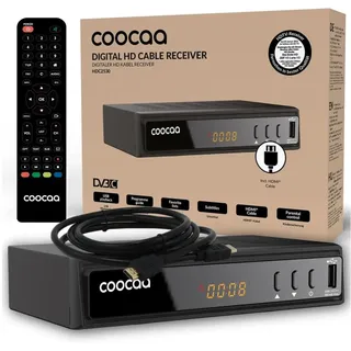 COOCAA HDC2530 Digitaler HD Kabelempfänger, Receiver für Full HD-Fernsehen, inklusive HDMI Kabel | mit Display | Scart | AUX