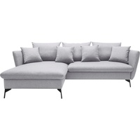 andas Ecksofa »LIVORNO,258 cm, L-Form,«, Schlaffunktion u. Bettkasten (139/224cm), Samt, Struktur, Webstoff, grau