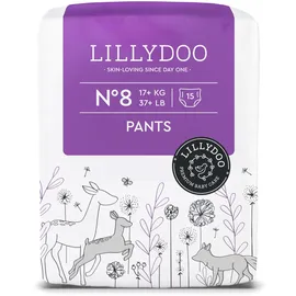 LILLYDOO Baby Windeln Pants - Größe 8 (17+ kg), 15 Höschenwindeln, Sicherer Auslaufschutz - Hautfreundlich, Weich & Ohne Lotionen für empfindliche Haut, Dermatologisch getestet
