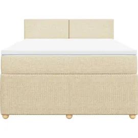 vidaXL Boxspringbett mit Matratze Creme 140x200 cm Stoff