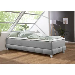 Boxspringbett INOSIGN "Vaasa", grau, B:96cm L:206cm, Komplettbetten, für Dachschrägen geeignet, inkl. Bettkasten und Topper