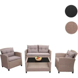 Mendler XXL Poly-Rattan Garnitur HWC-F10, Balkon-/Garten-/Lounge-Set Sitzgruppe, Sofa Sessel mit Kissen Spun Poly - grau-braun