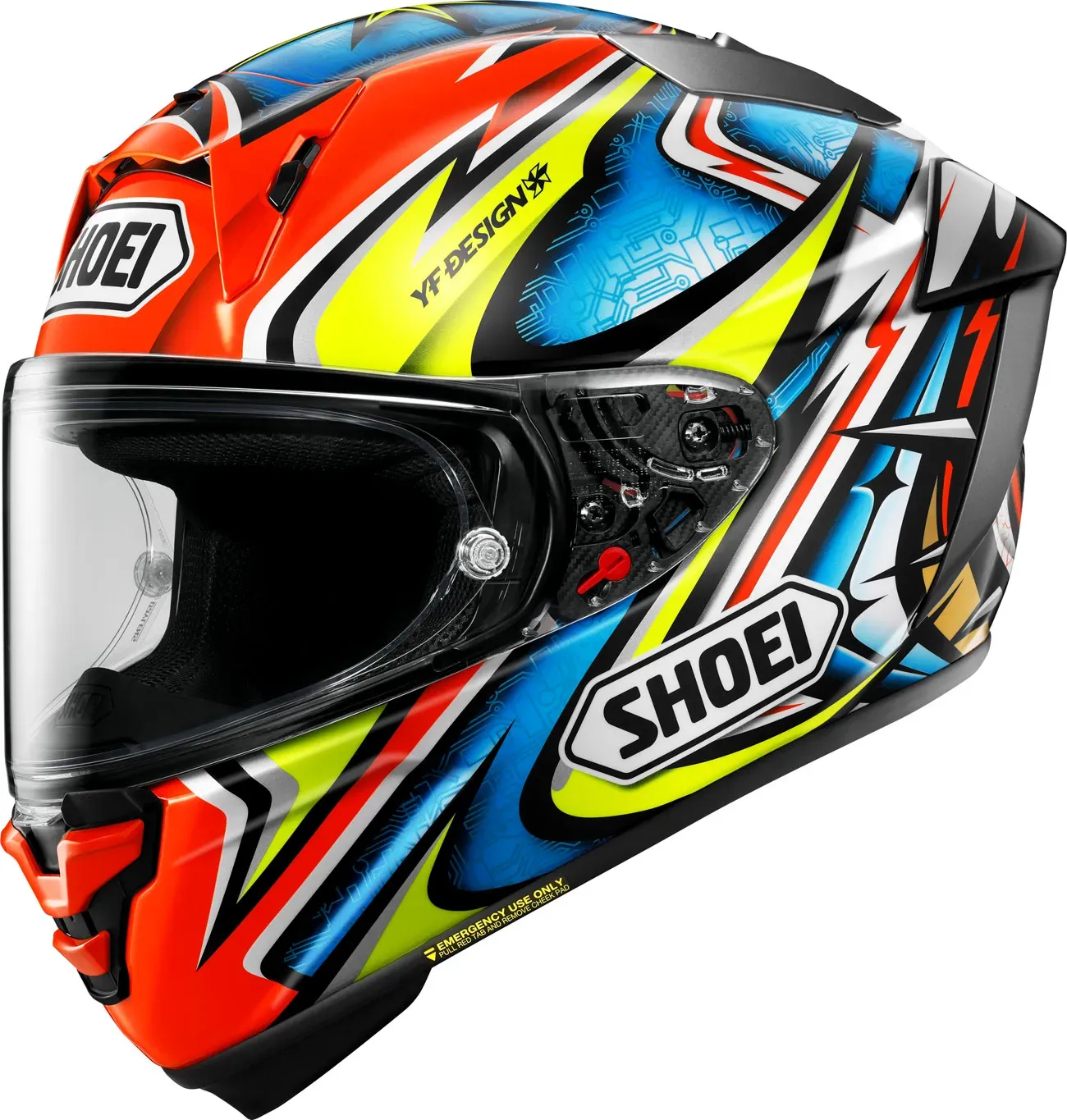 Shoei X-SPR Pro Daijiro, Integralhelm - Blau/Neon-Gelb/Rot/Grau - XXL