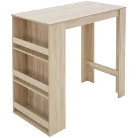 ML-Design Bartisch mit 3-stufigem Regal, Sonoma-Eiche, 117x106x57cm viel Stauraum,