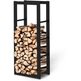 holz4home® Kaminholzregal aus Metall Schwarz inkl. Ofenhandschuh 40x25x100 cm