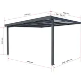 Gutta Terrassendach Premium 410 x 406 cm anthrazit/polycarbonat opal grau