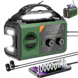 27000mAh Notfallradio mit Kurbel,Solar,Batterie und USB Betriebene,Tragbar AM/FM Wetter Radio mit Bluetooth/Kopfhöreranschluss/Leseleuchte/Taschenlampe/Kompass/SOS Alarm für Camping Outdoor