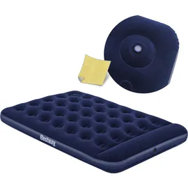 BESTWAY Pavillo aufblasbares Doppel-Luftbett "Blue Horizon Step" für zwei Personen mit Fußpumpe 191x137x28 cm