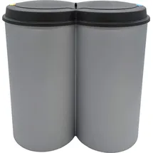 Spetebo Abfalleimer 2x25 Liter Duo Bin - Farbe: grau mit praktischem Klappverschluss Mülltrenner