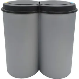 Spetebo Abfalleimer 2x25 Liter Duo Bin - Farbe: grau mit praktischem Klappverschluss Mülltrenner
