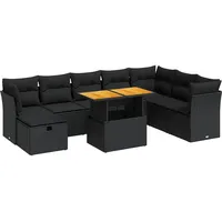 vidaXL Garten-Sofagarnitur 9-tlg. schwarz