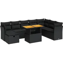 vidaXL Garten-Sofagarnitur 9-tlg. schwarz