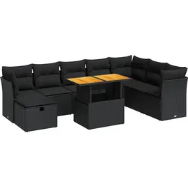 vidaXL Garten-Sofagarnitur 9-tlg. schwarz