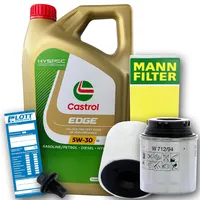 Ölwechsel Set Inspektion Servicekit 5L Castrol Edge Titanium FST LL 5W-30 Motoröl + MANN Ölfilter + MANN Luftfilter + Öl Ablassschraube Verschlussschraube
