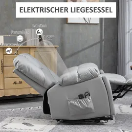 Homcom Fernsehsessel mit Aufstehhilfe Elektrisch, Relaxsessel mit Liegefunktion, 4 Massagemodi, Massagesessel mit Taschenfederkern-System, Fernbedienu